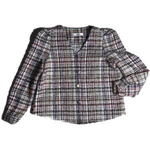 Storets Women Rainbow Tweed Nanny Fann Woven Long sleeve Button up Jacket S / M